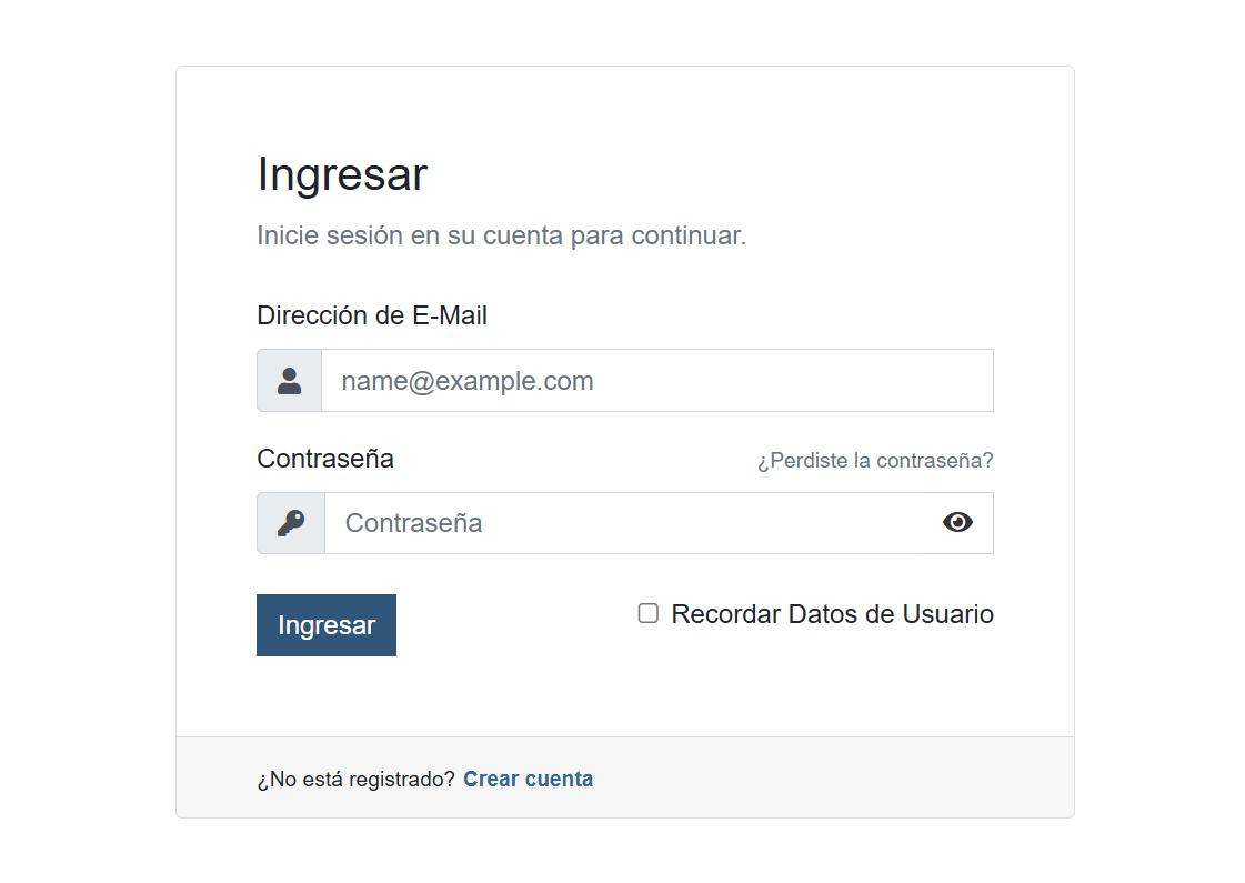 Panel de Ingreso al Área de Clientes
