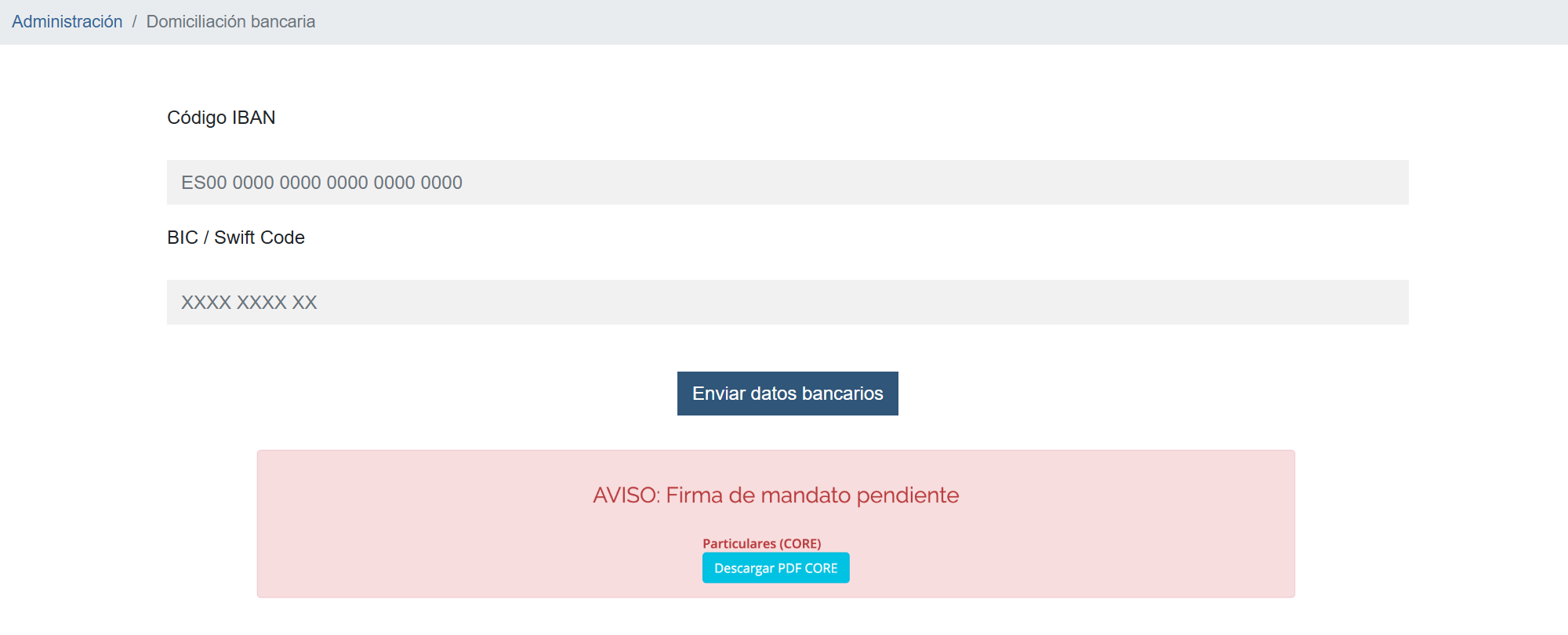 Cambiando la domiciliación bancaria