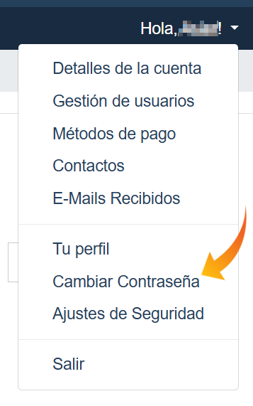 Desplegable con funciones de tu cuenta