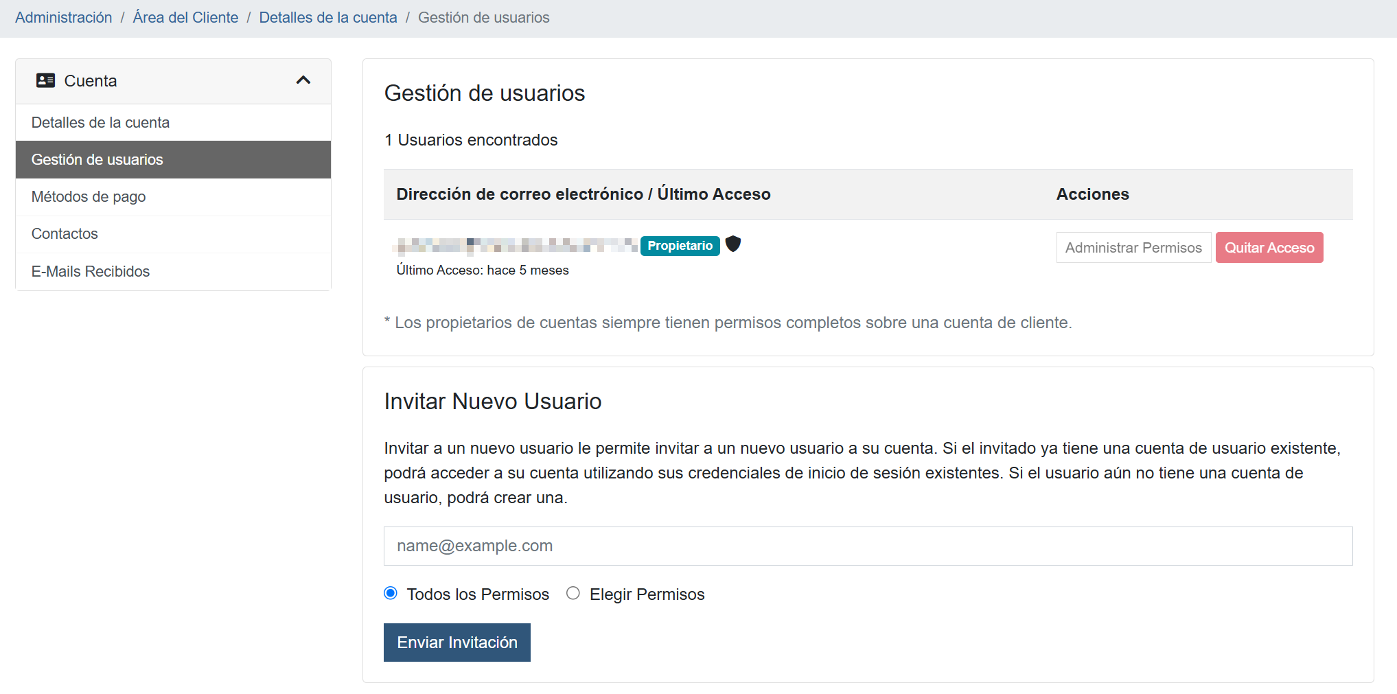 Gestión de usuarios para añadir cuentas